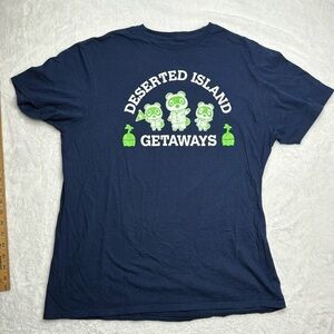 Animal crossing 2020 Nintendo tee graphic t shirt navy blue deserted island game